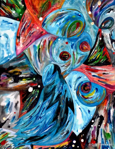 Collins Bluebird, mixed media, 9x12, [Jason Collins], copyright C. B. Harkreader