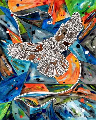 October Owl, Bird by Bird, 8x10, copyright C.B.Harkreader